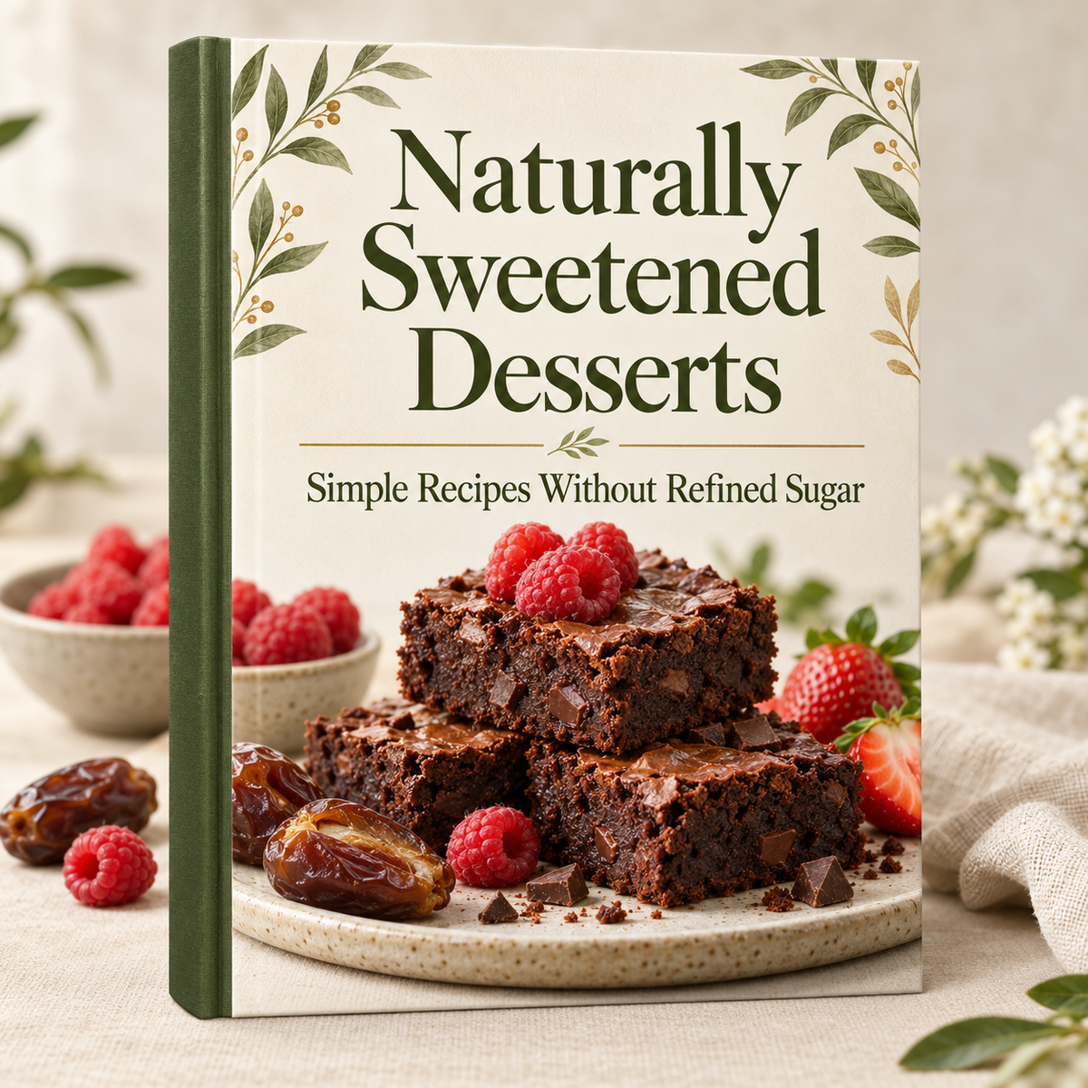 Naturally Sweetened Desserts — Simple Recipes Without Refined Sugar ebook cover mockup.
